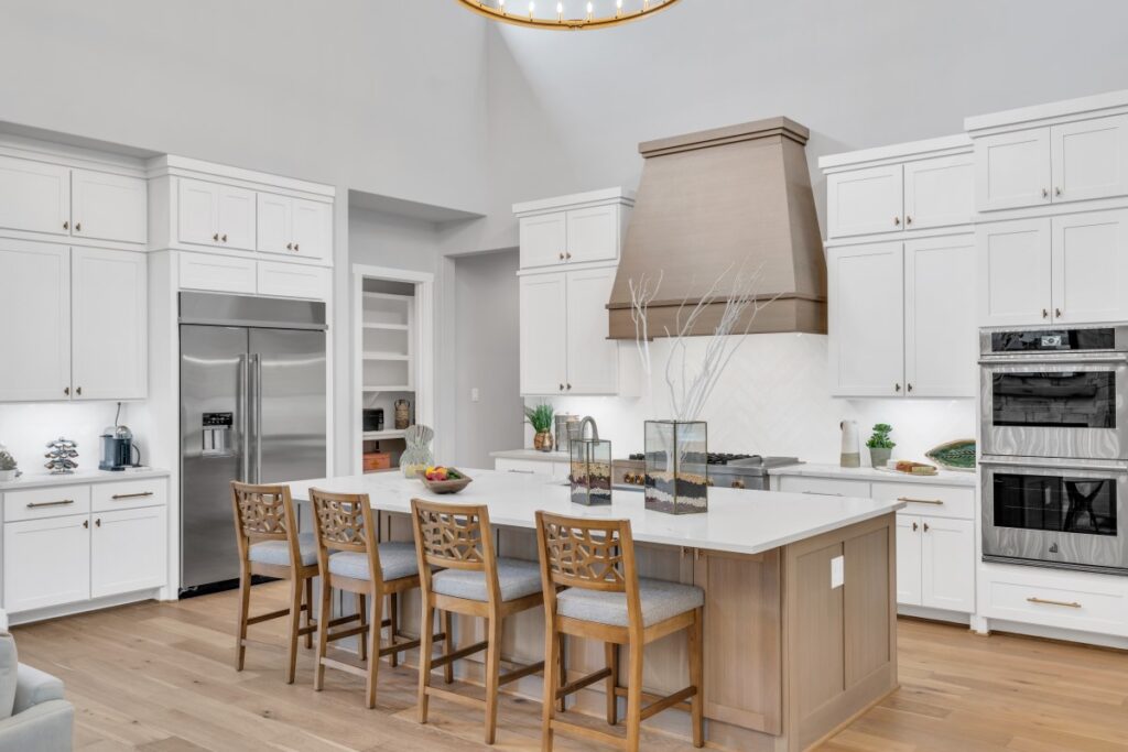 High Meadow Estates kitchen with white and oak cabinets